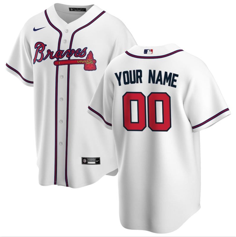Men's Atlanta Braves Active Player Custom White Base Stitched Jersey